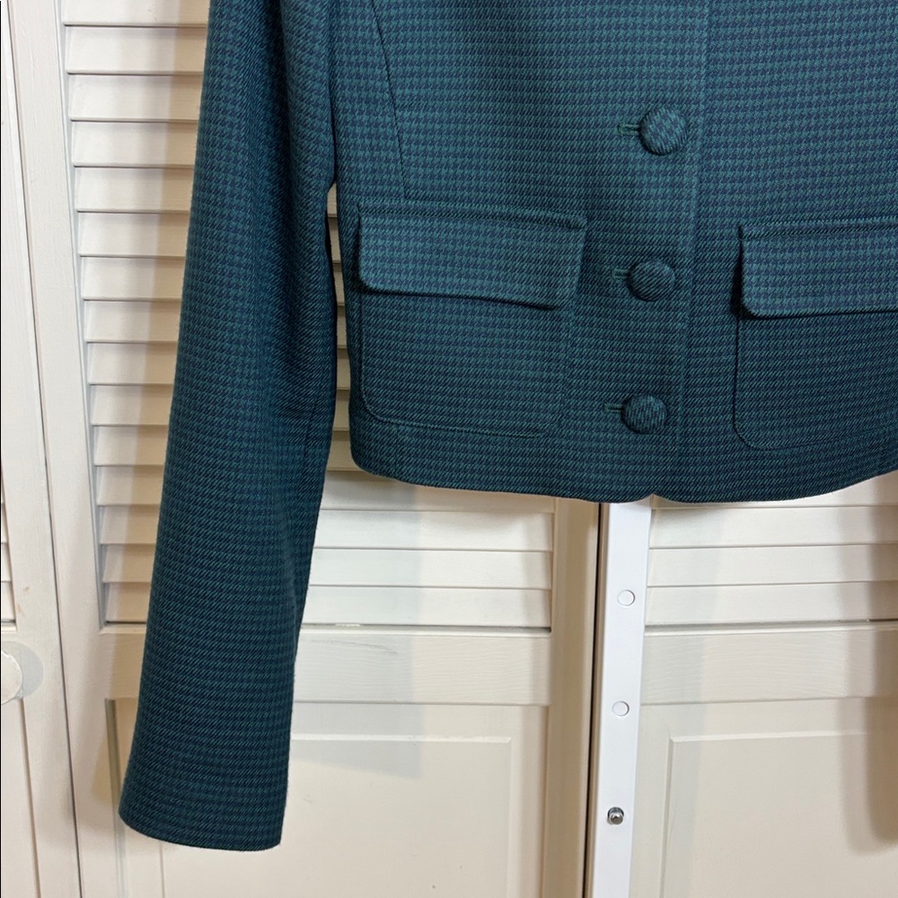 Favorite Daughter Dark Teal Cropped Button Houndstooth Emily Jacket XS - Picture 7 of 16